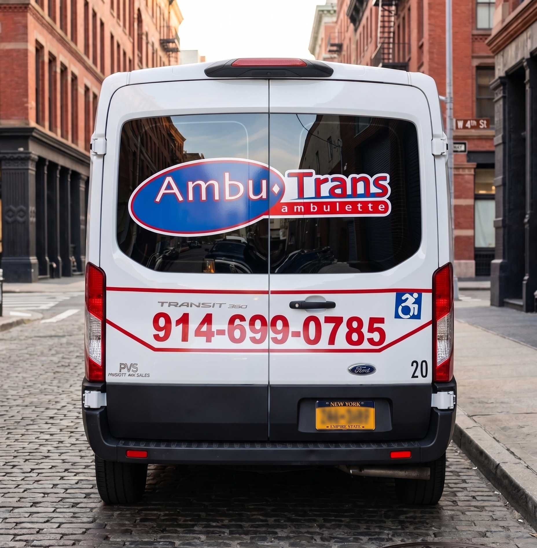 Ambu-Trans ambulette — rear view showing wheelchair accessibility